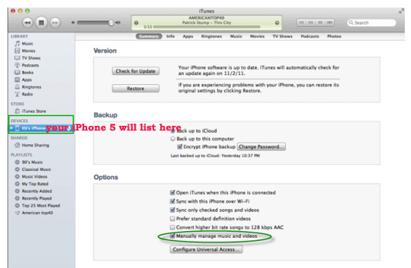 iphone 5 sync with iTunes