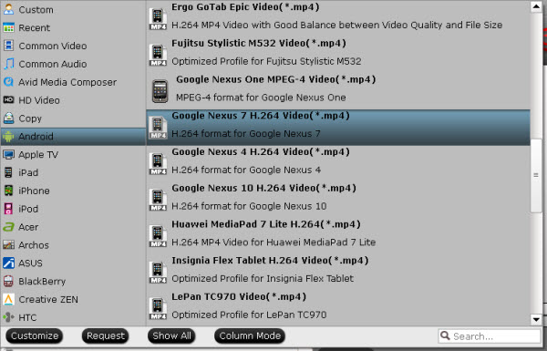 nexus 7 video format