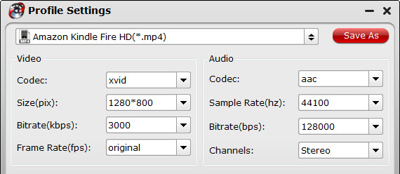 Kindle Fire HD 7.9 video settings