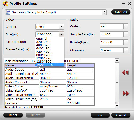 Galaxy Note 10.1(2014) format settings