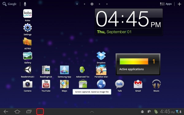 take screenshots on a samsung galaxy tab 2