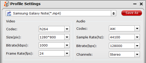 Galaxy Note Pro 12.2 video settings