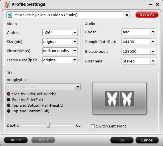 SBS MKV video settings