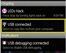 USB Connected or USB Connection