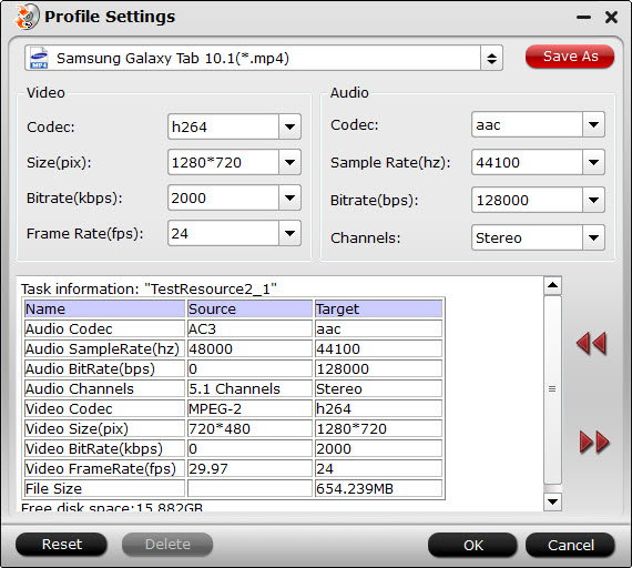 Galaxy Tab Pro 10.1 video settings