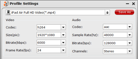 iPad Air/Air 2 video settings